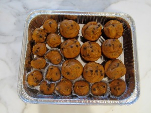 My tray of allergy free pumpkin chocolate chip muffins, gobbled up in minutes.